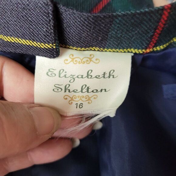 Vintage 80's Elizabeth Shelton Skirt Plaid Kidcore Academia Geek Pockets Green M - Picture 4 of 9